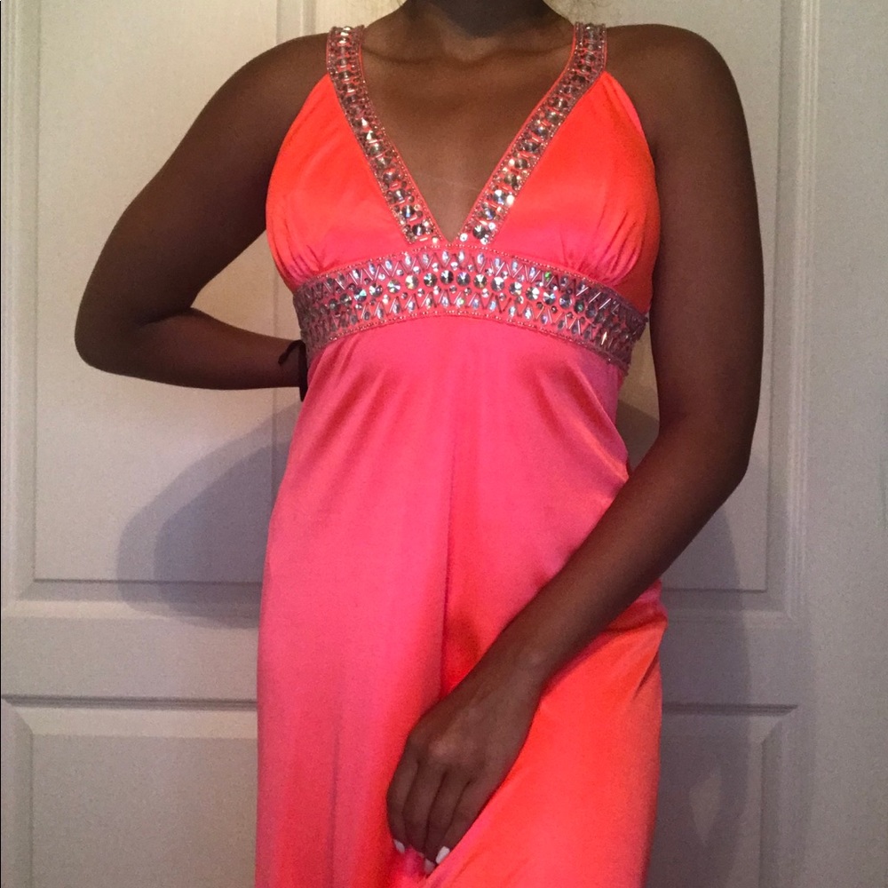 Bright Pink/Orange sequin dress